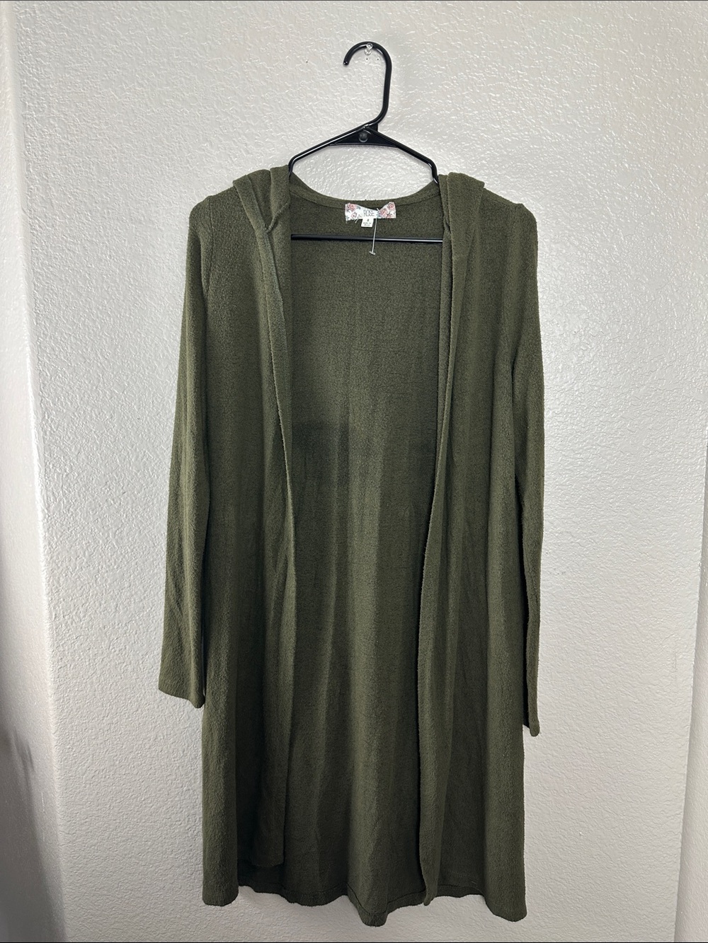 Pink Rose Army Green Hooded Cardigan Size Small